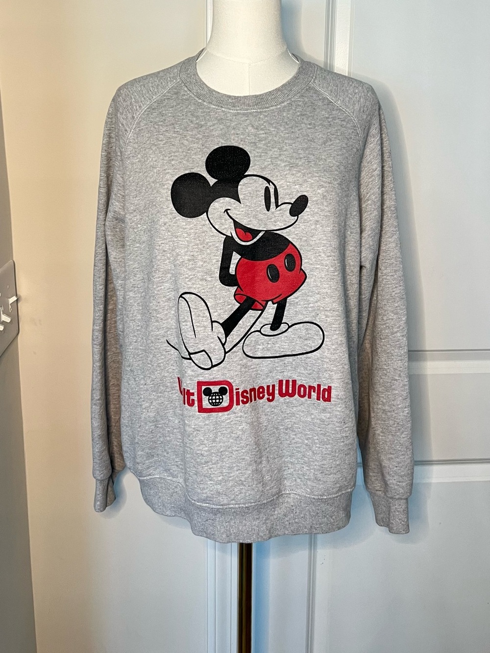 Disney Parks Walt Disney World Mickey Mouse Gray Graphic Crewneck Large